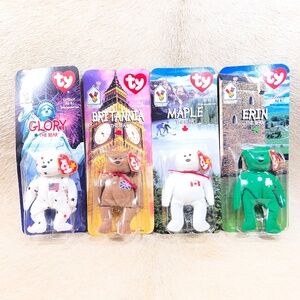 Mcdonald's Brittania,Glory, Erin & Maple TY Beanie Babies Complete Set w/ ERRORS
